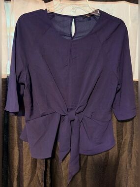 Preloved Women’s Tie-Front Blouse - Deep Purple